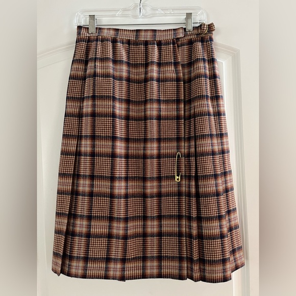 Rare Vintage Pendleton pleated plaid wool wrap kilt skirt Size 13/14 - EUC - Picture 1 of 6